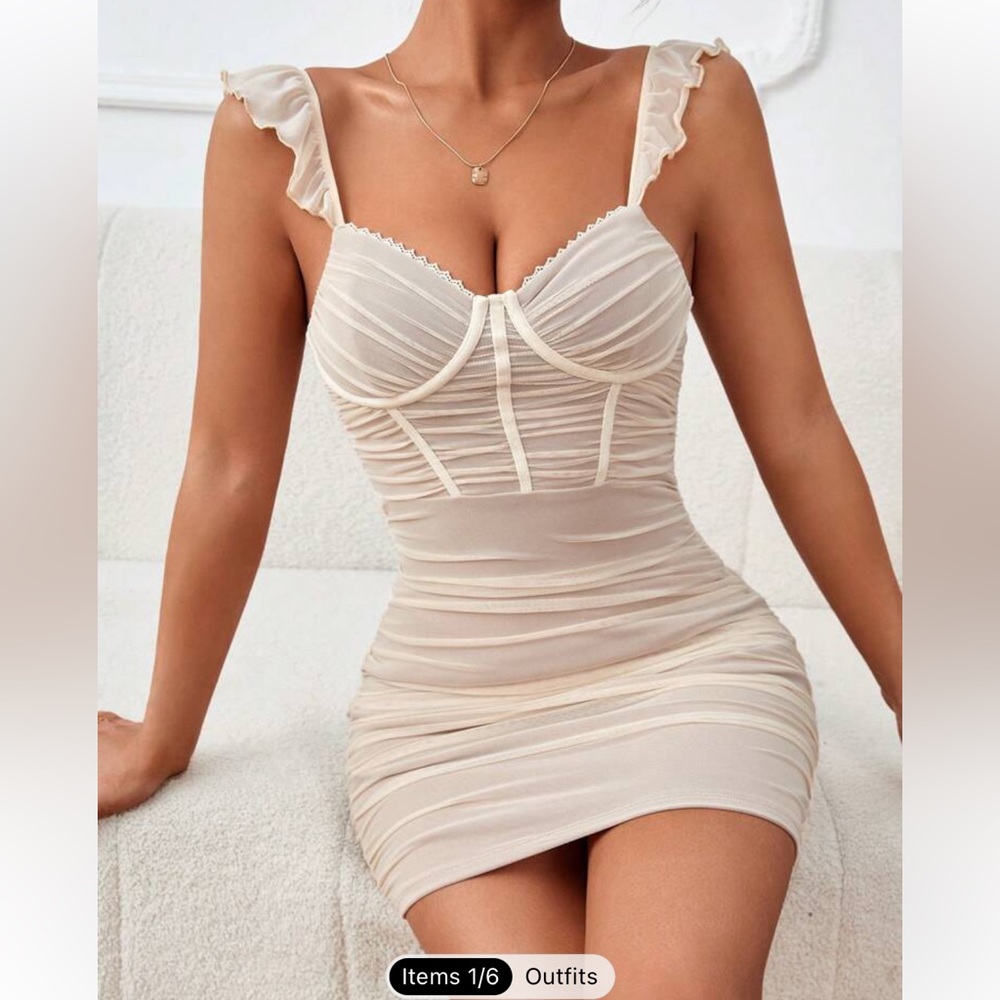 Ruched Mesh Bodycon Dress Size M